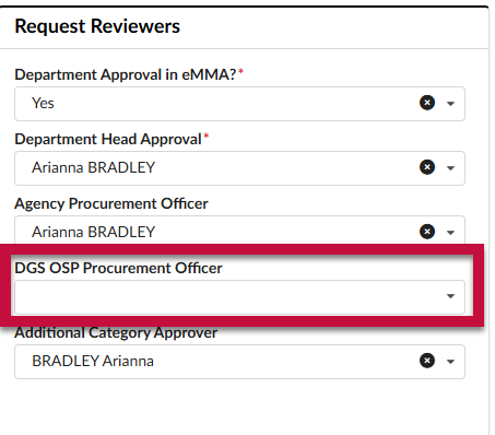 DGS OSP Procurement Officer Selector