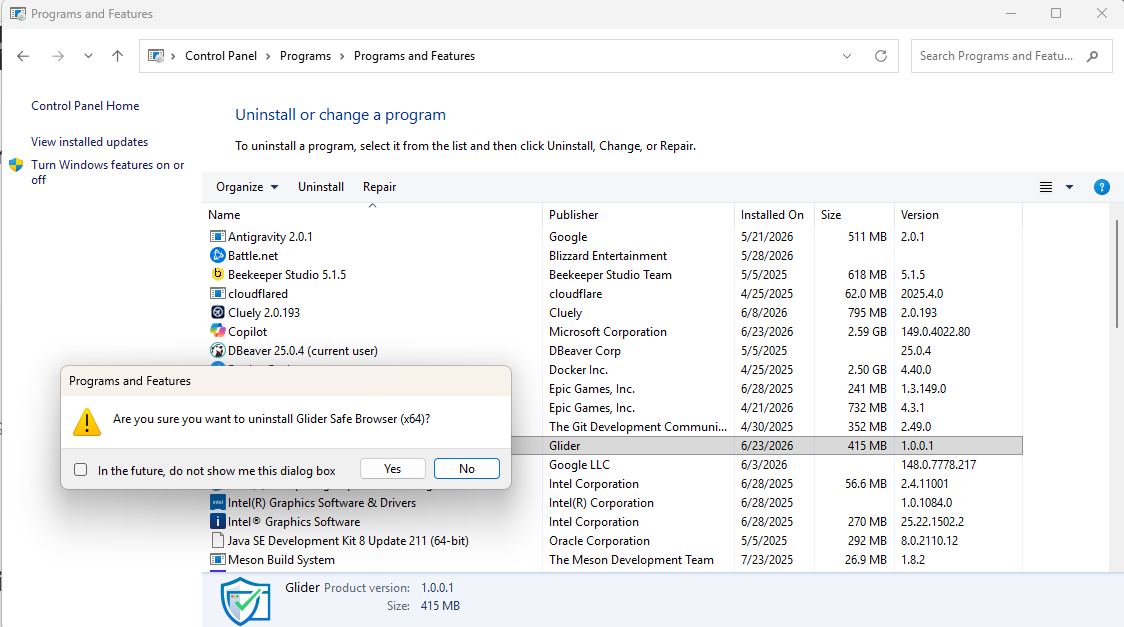 Image Placeholder: Screenshot of the confirmation dialog with the Uninstall button highlighted.