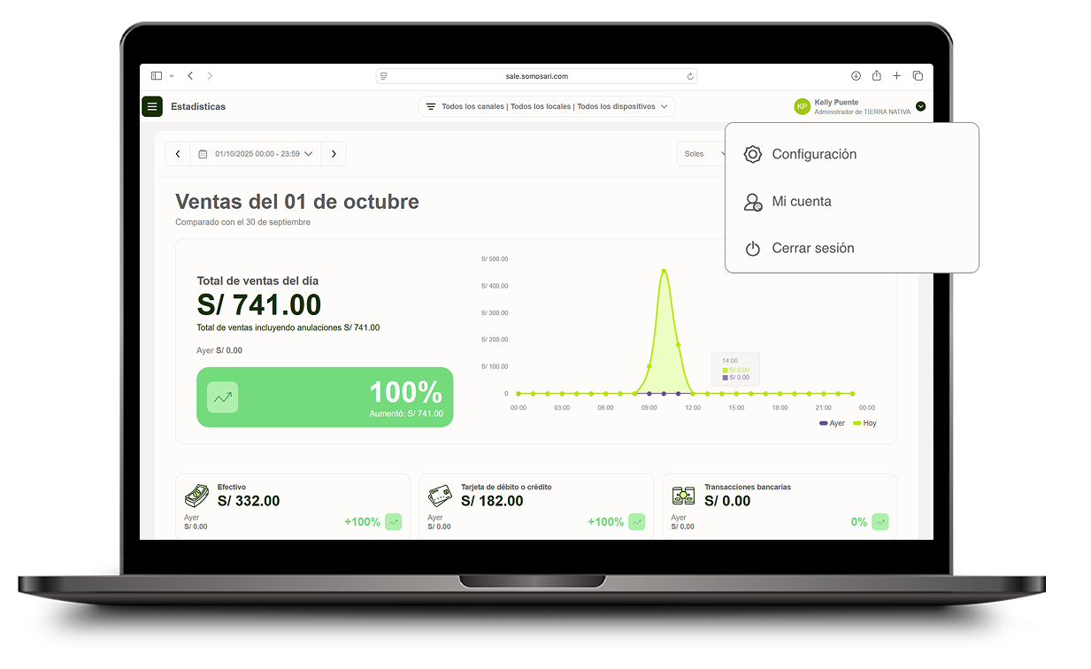 Menú de usuario con opción Configuración
