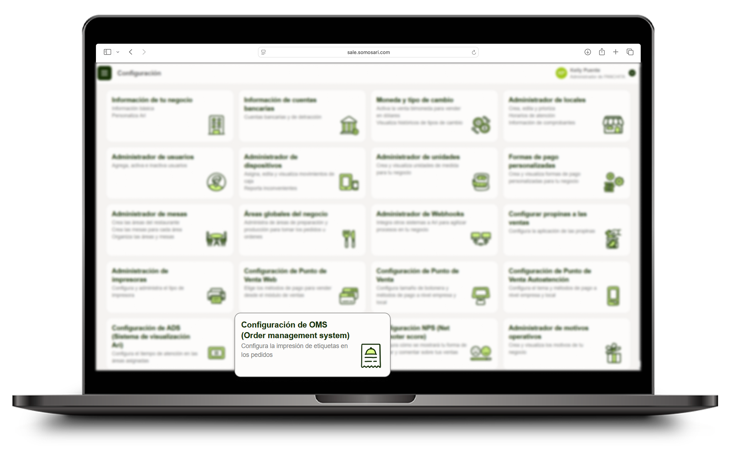 Opción Configuración de OMS en Configuración