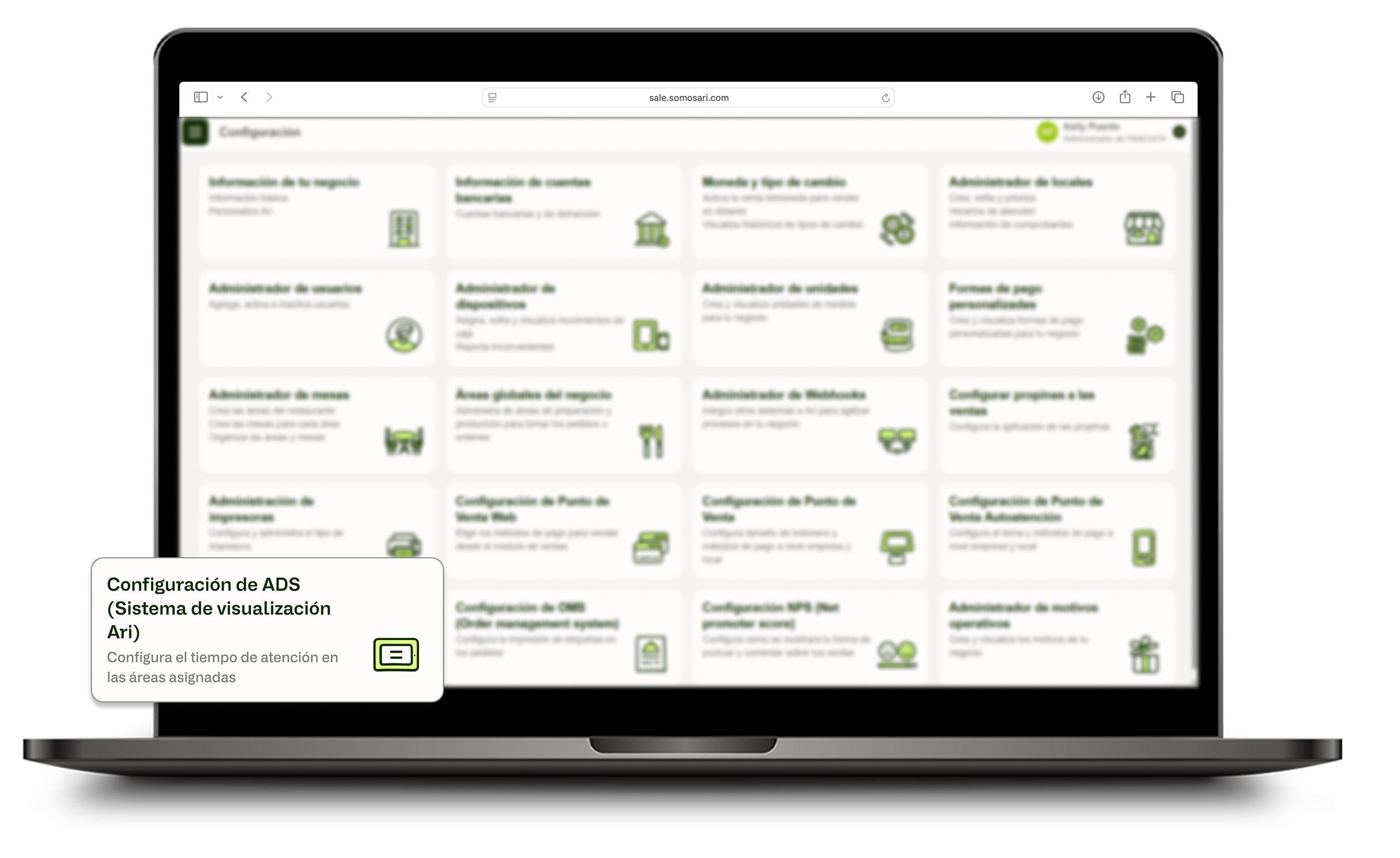 Opción Configuración de ADS en Configuración