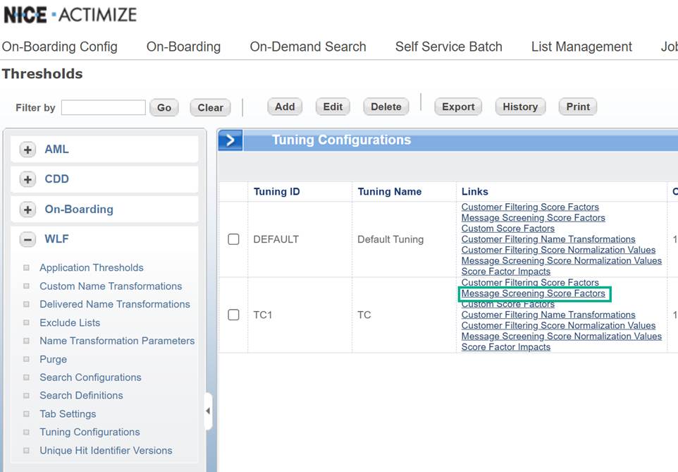 The image depicts a user interface for configuring and managing message filtering rules, including options to set thresholds, filters, and score factors for customer and message screening.
AI-generated content may be incorrect.