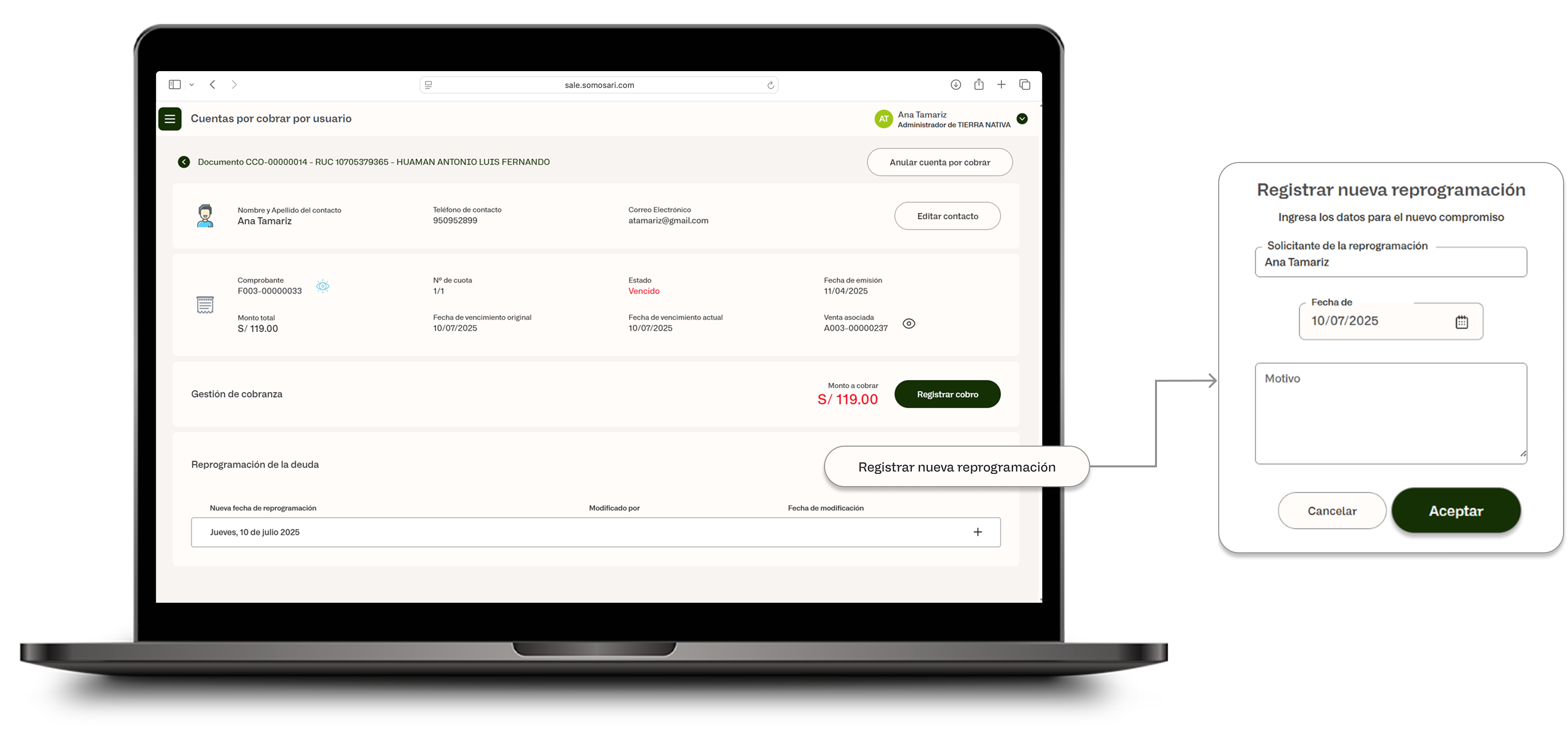 Modal Registrar nueva reprogramación