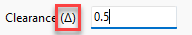 Clearance delta field in the Document Control Dialog with an example value of 0.5.