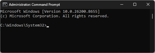 Administrator Command Prompt open at the Windows System32 prompt.