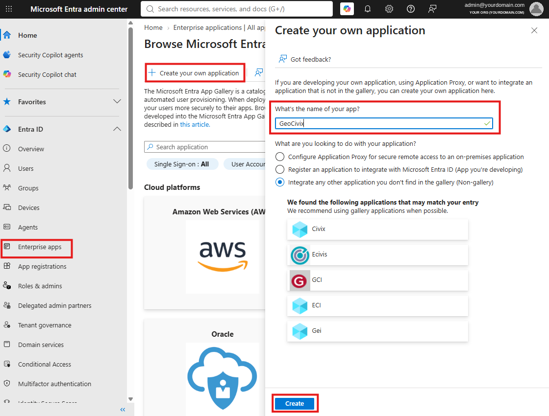 Creating a non-gallery application in the Microsoft Entra admin center