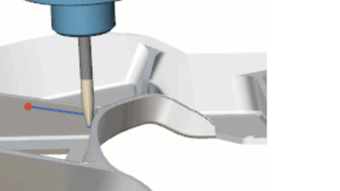 Multiaxis Finishing start point Illustration showing a designated start point on a closed guide curve for Multiaxis Finishing.