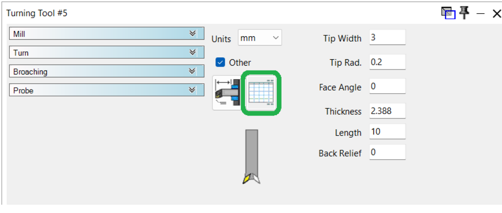 Tool Usage Reporter button GibbsCAM Tool dialog with the Tool Usage Reporter button outlined in green.