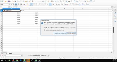 Spreadsheet with Use Excel Format Option
