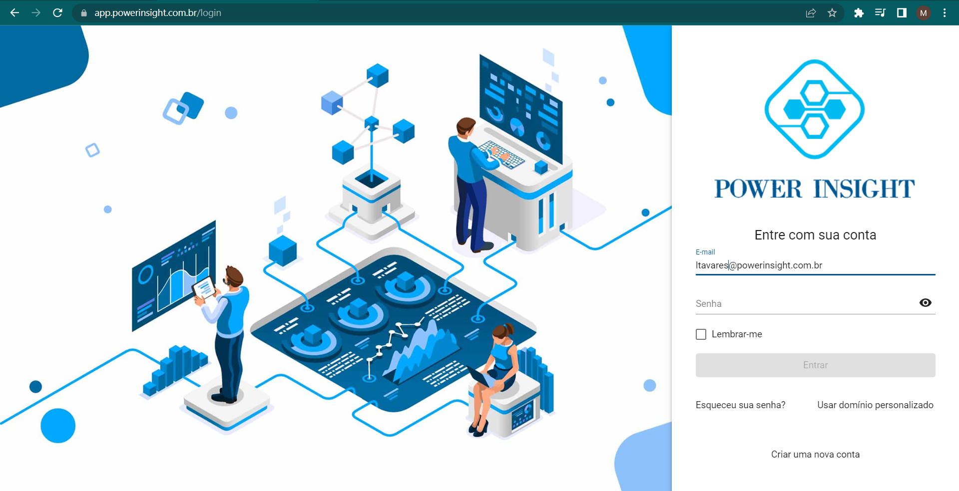 Efetuar login na Power Insight Suporte