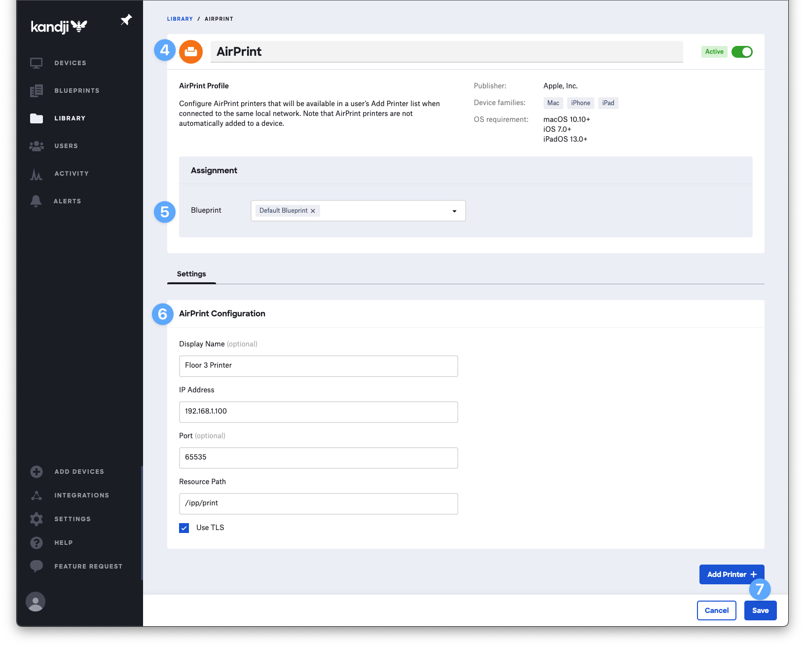 Configure an AirPrint profile Kandji
