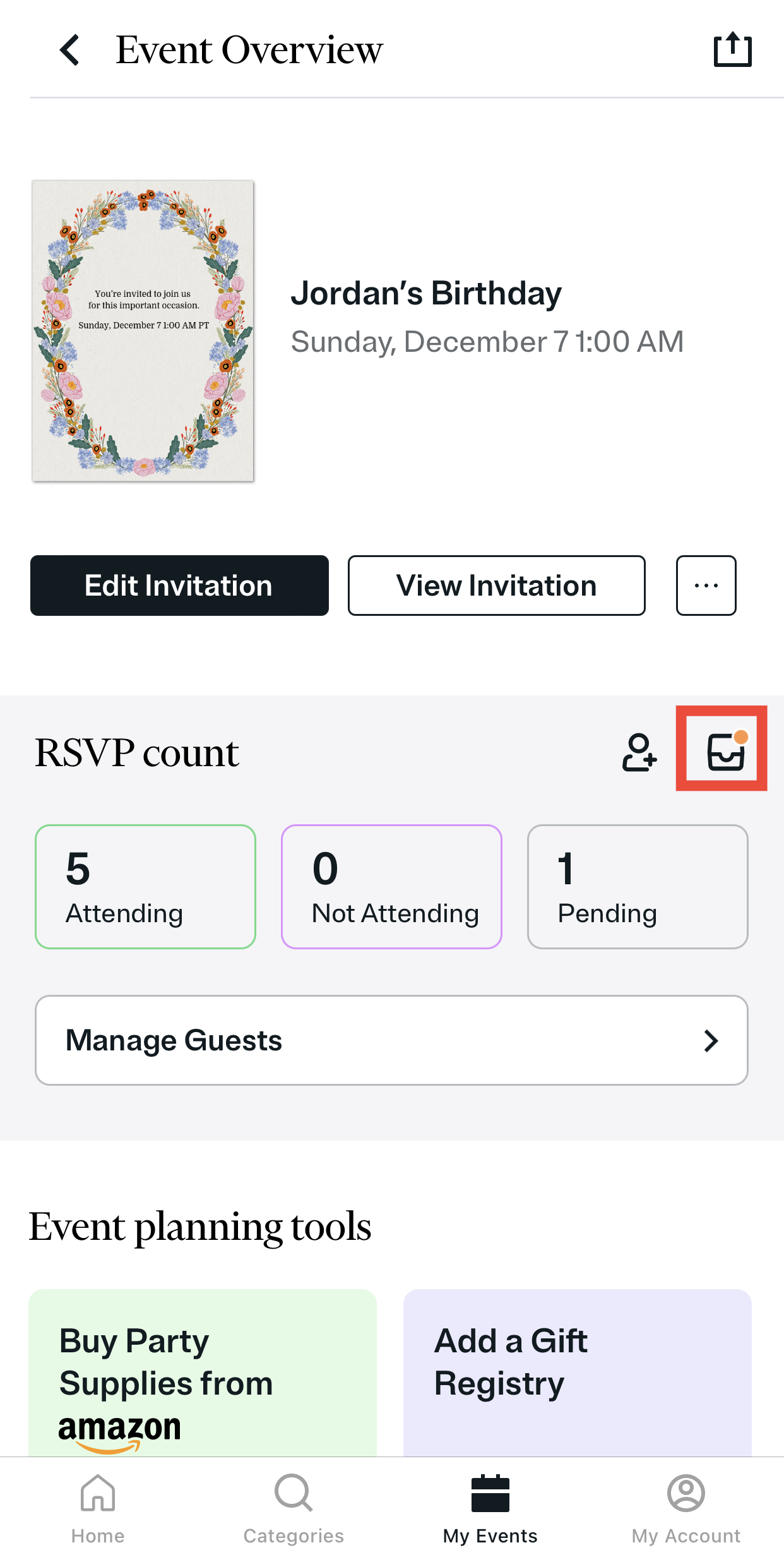 How do I send a message to all of my guests on iOS app? : Evite