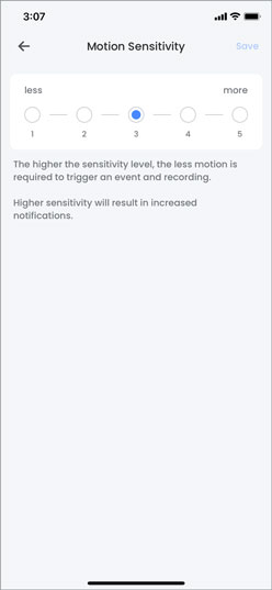 Motion Sensitivity Settings