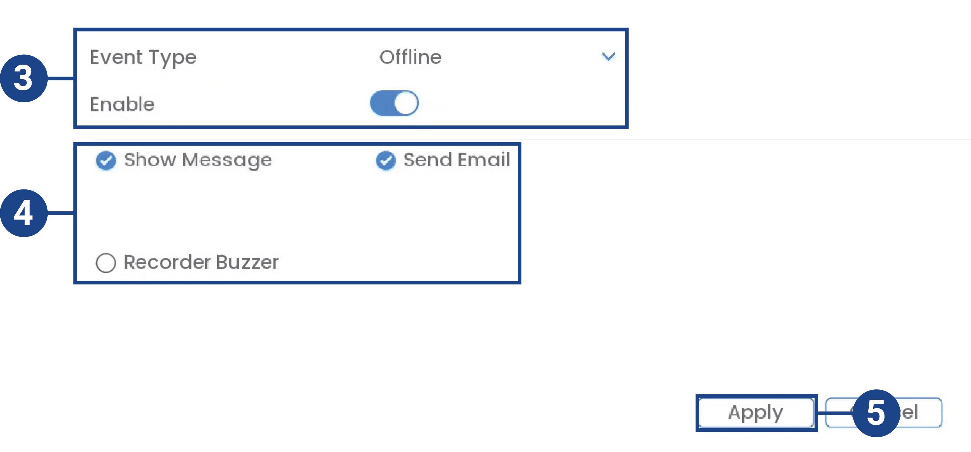 Events settings in the Main Menu