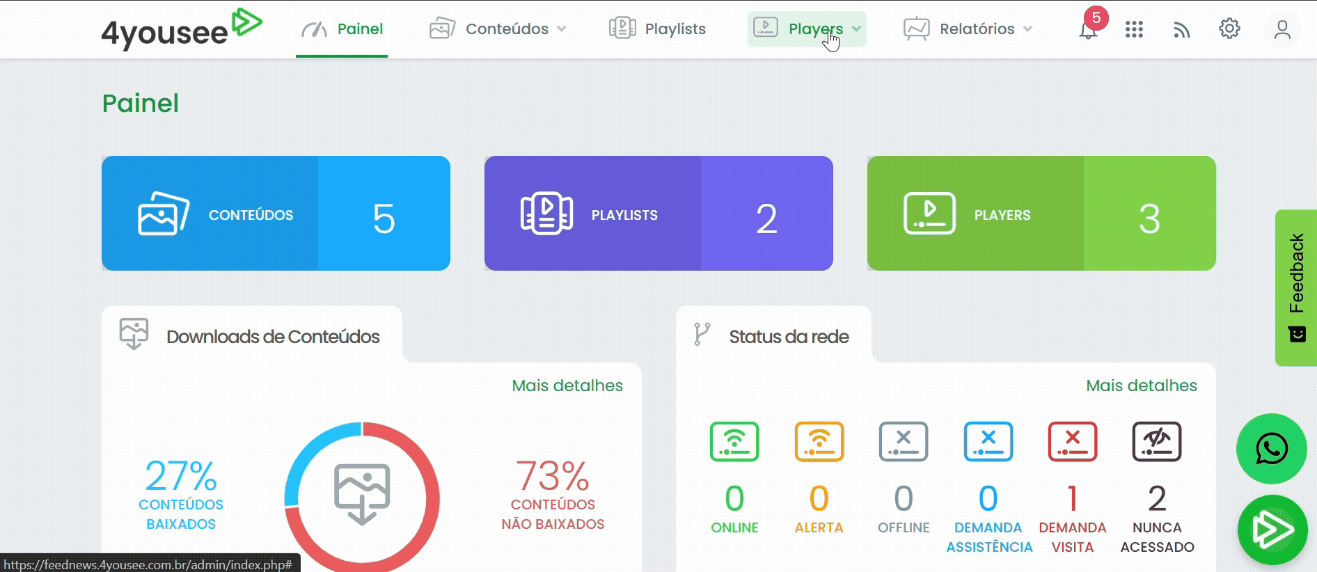 Acesso ao menu de download do Robô no 4yousee Manager