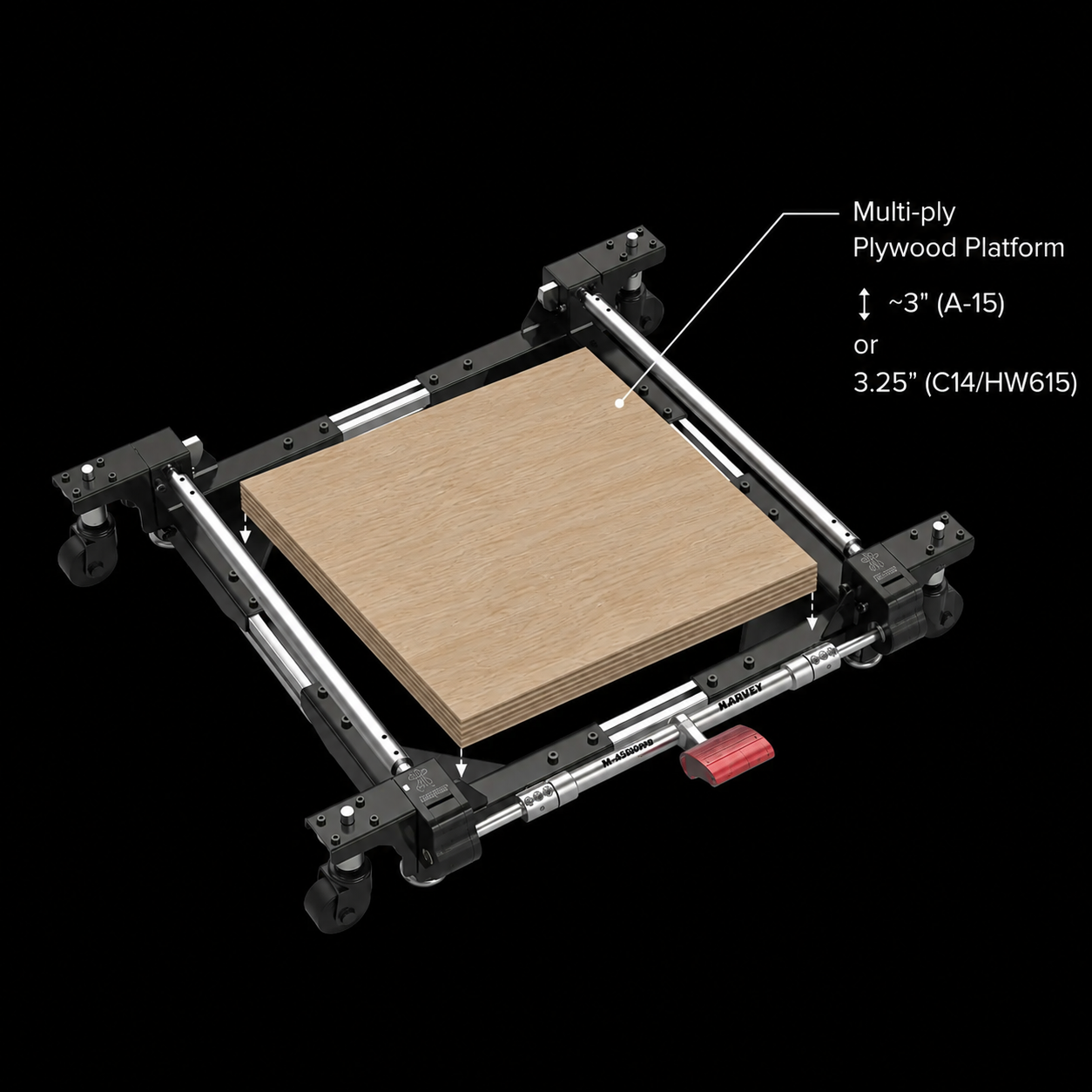 Option 2 — Multi-ply plywood platform sitting on M-1500Pro mobile base
