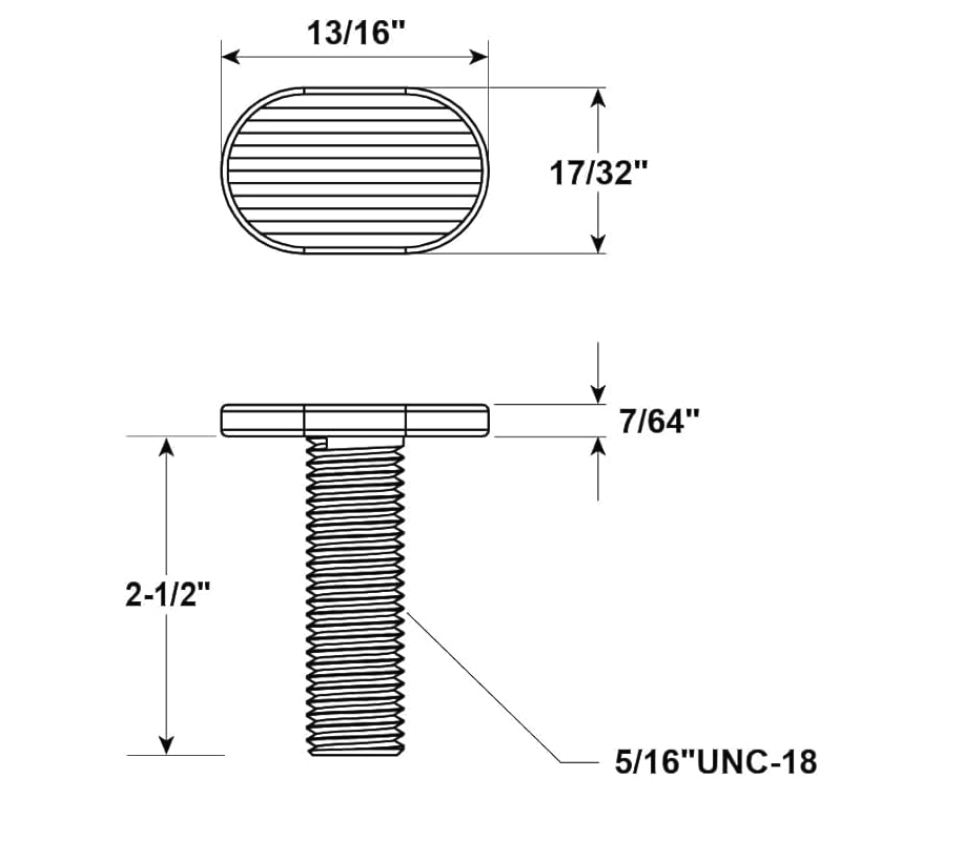 Top T-track compatible T-bolt plate size dimensions