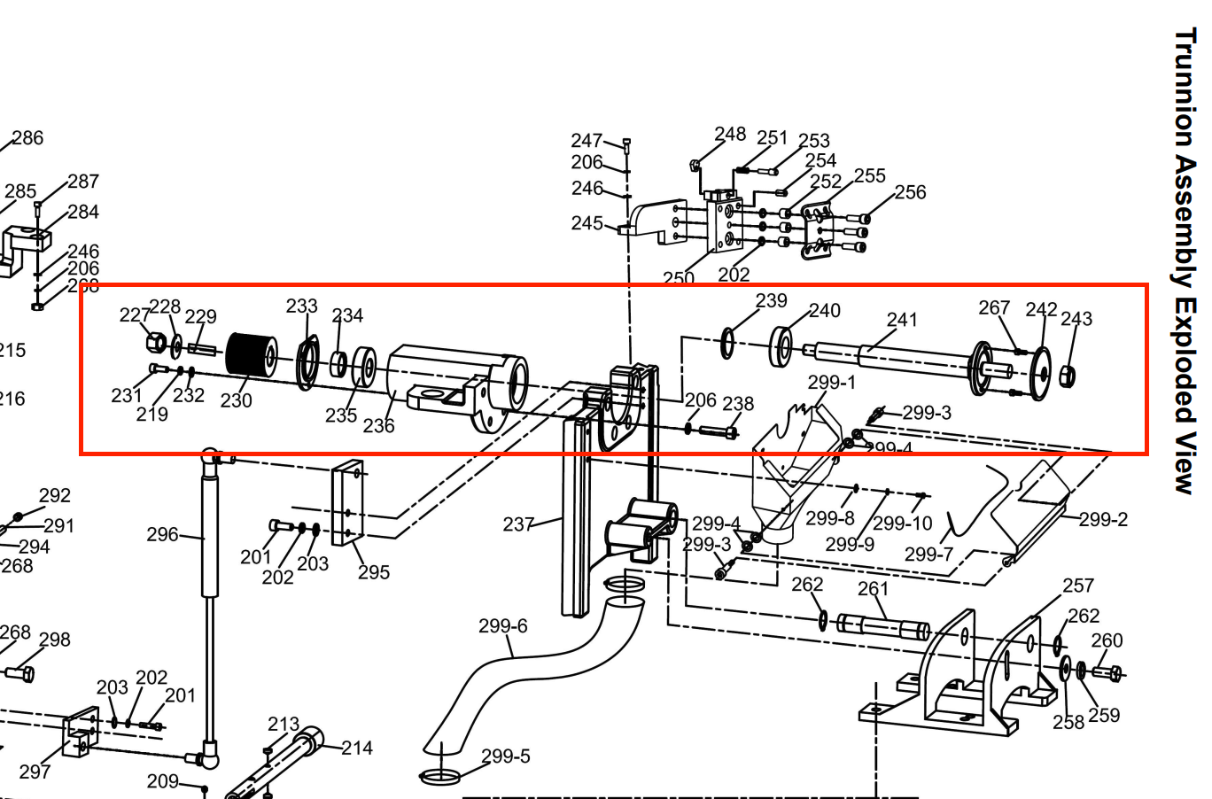 Parts diagram showing correct bearing order and orientation