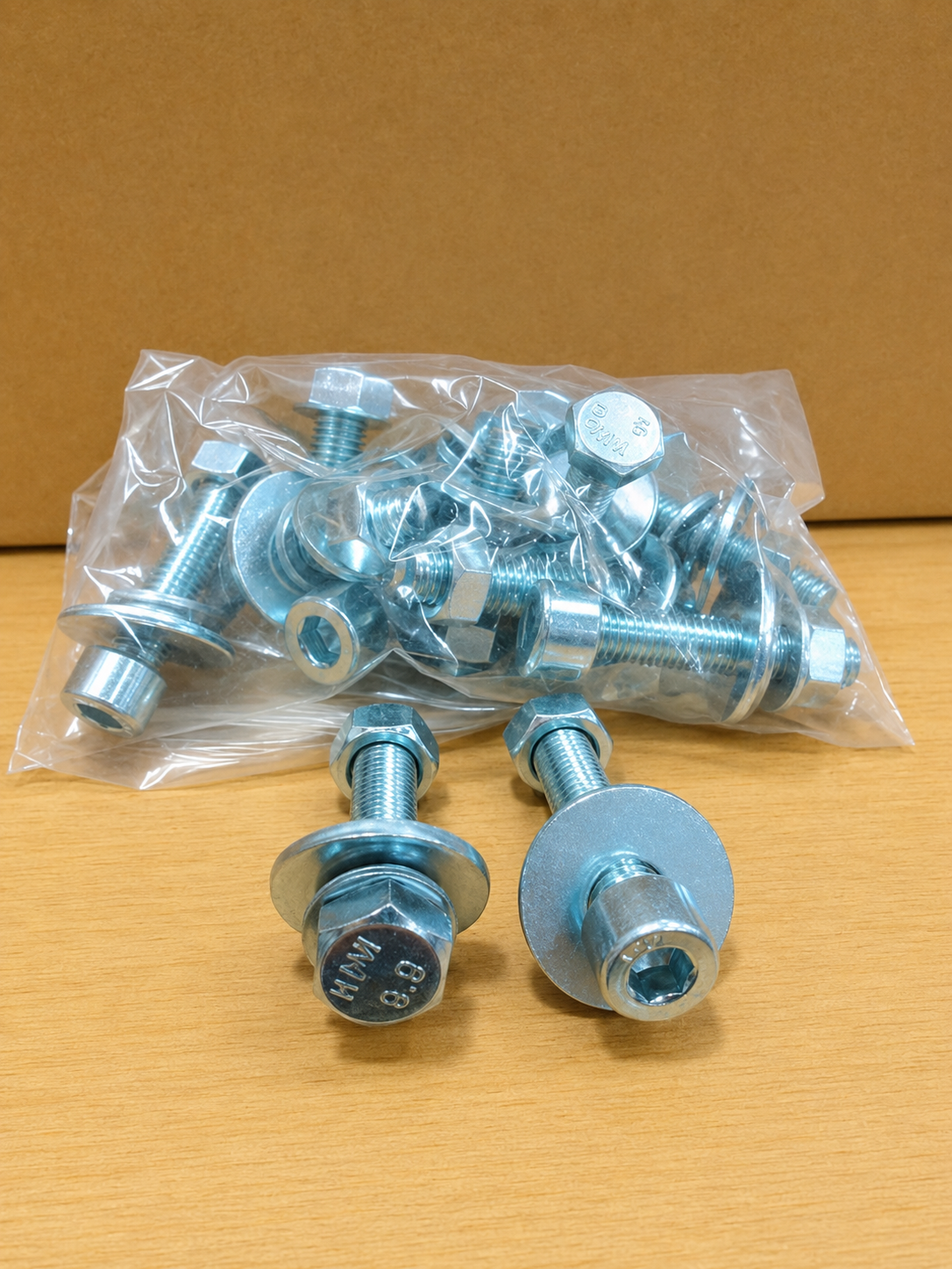Rail installation showing Part 608 front rail bolt left side and Part 613 rear rail cap screw right side