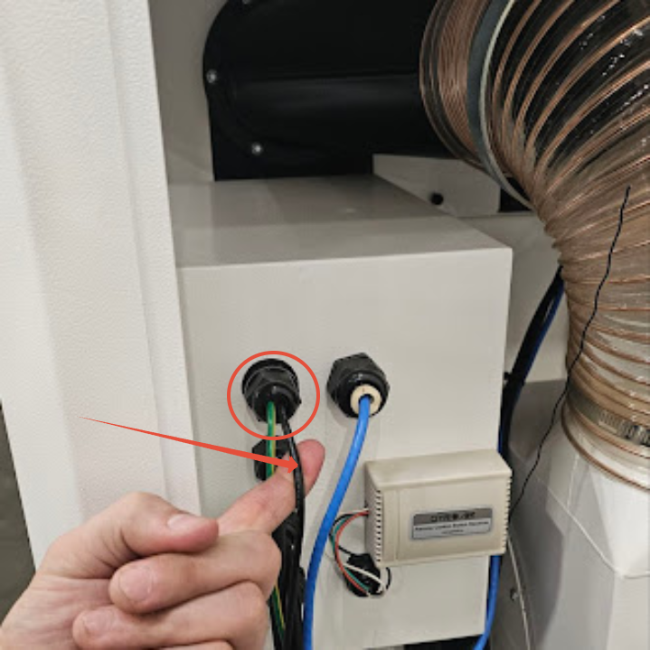 Sensor wires routed through wire gland