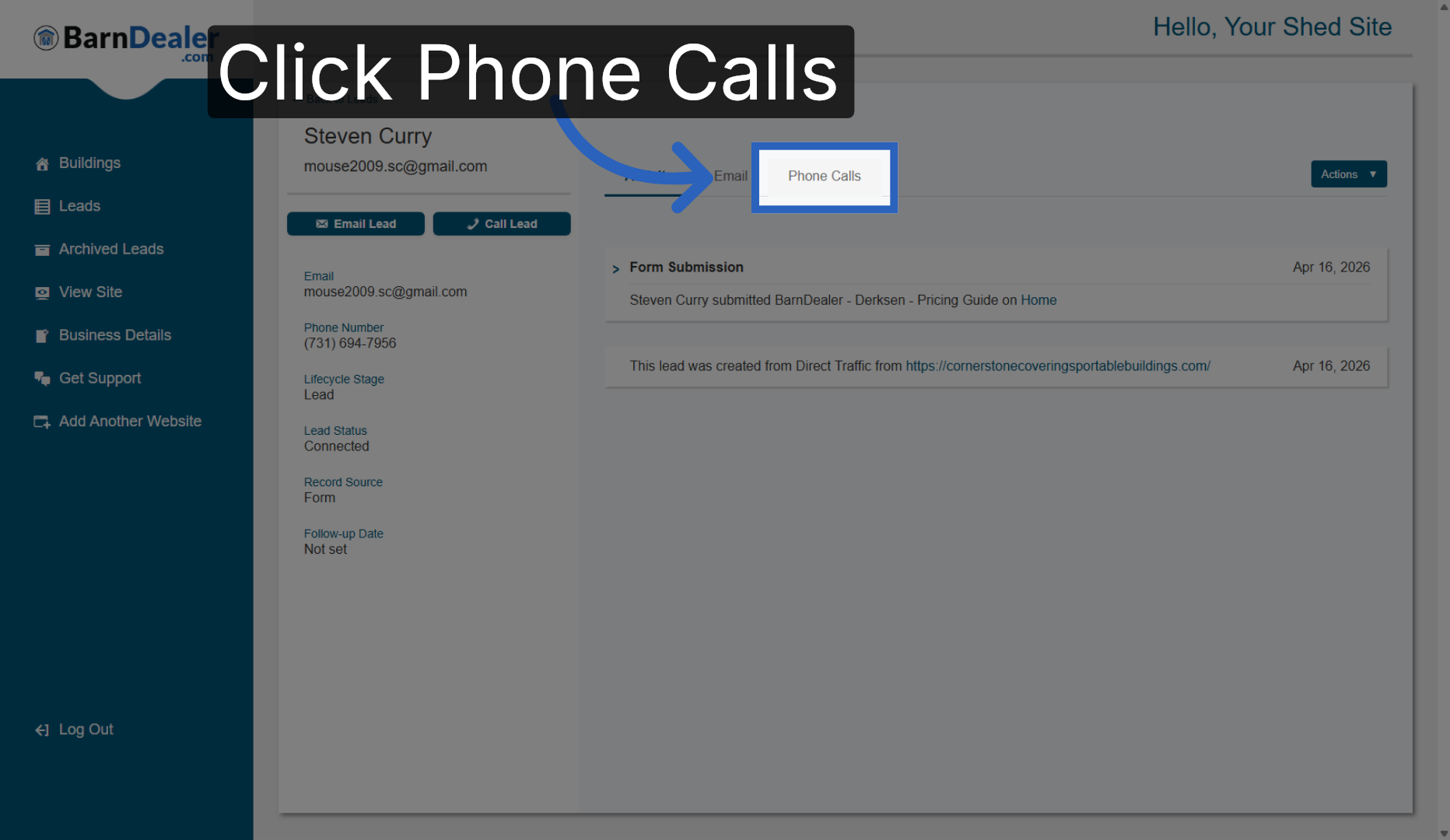 Open Phone Calls Section