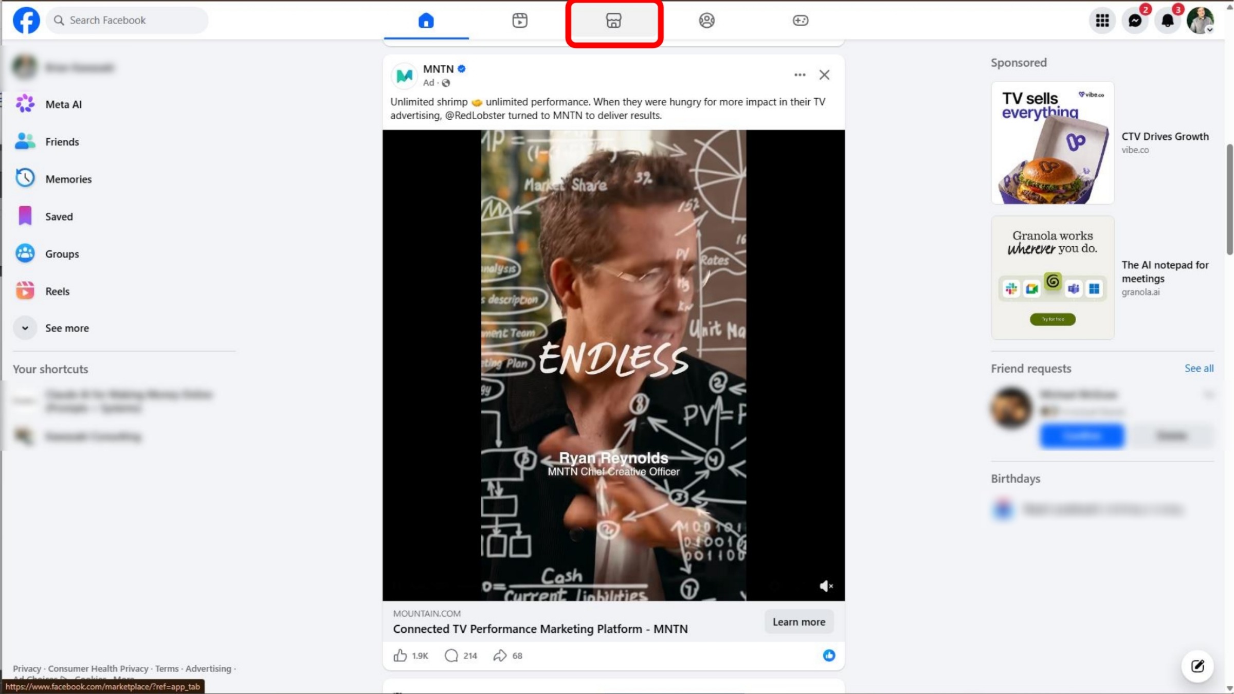 Navigating to Facebook Marketplace
