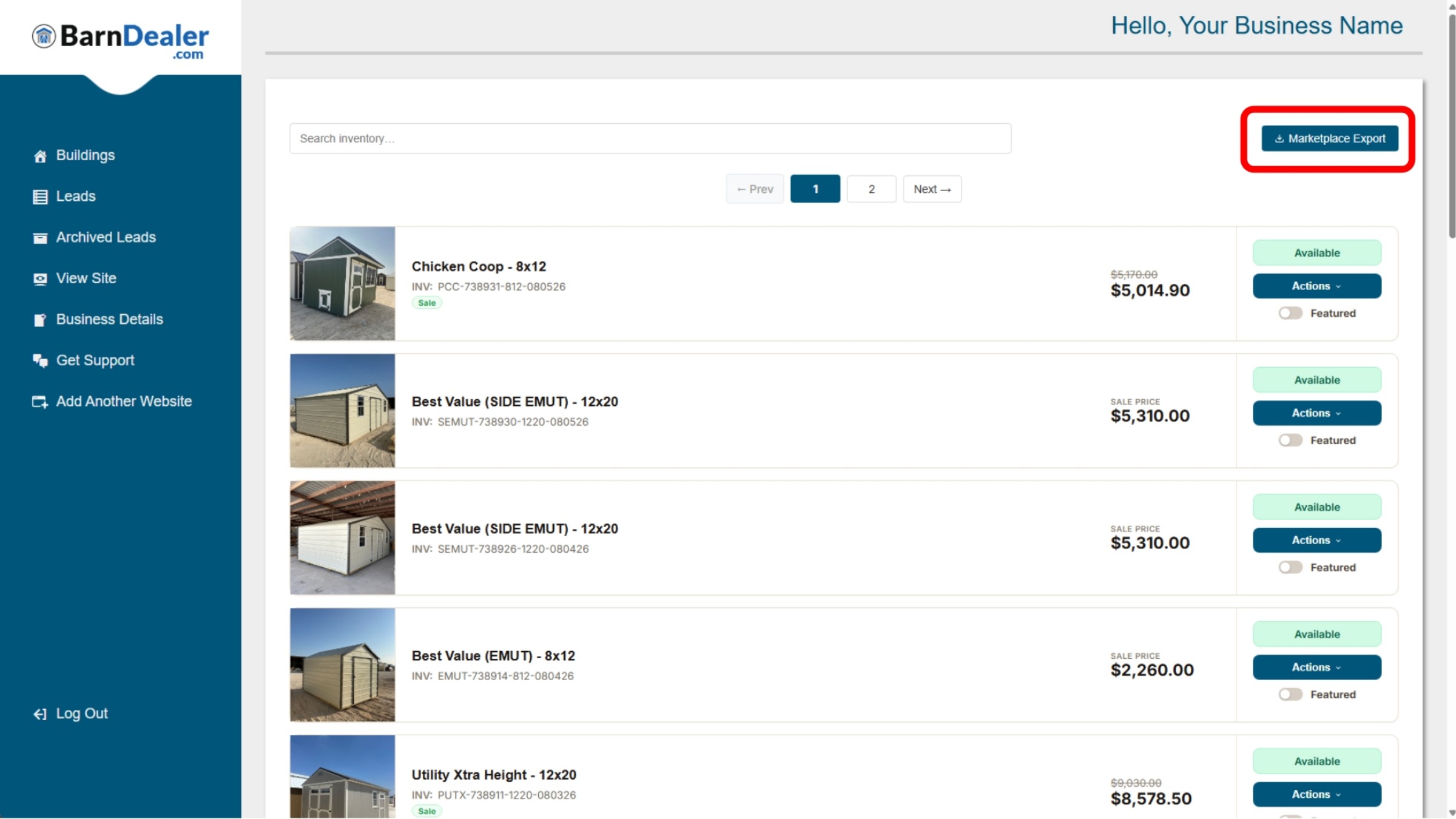 Downloading the Marketplace Export CSV