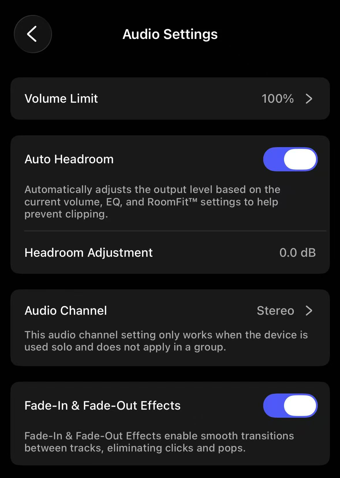 Fade-In and Fade-Out Effects setting