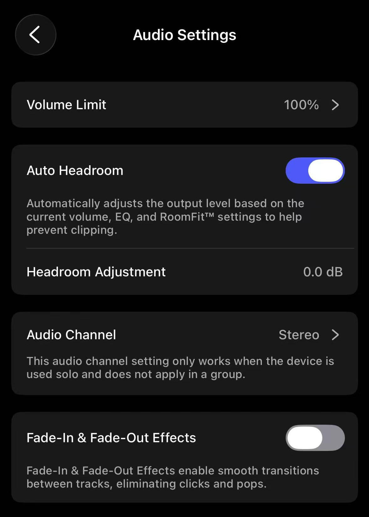 Fade-In & Fade-Out Effects settings