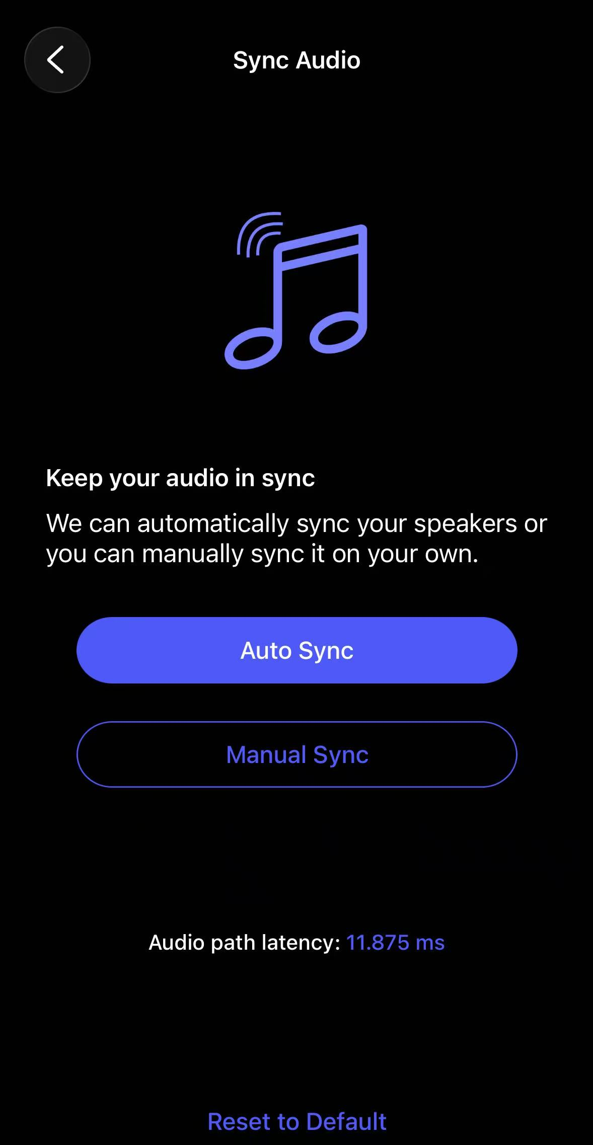 Sync Audio settings