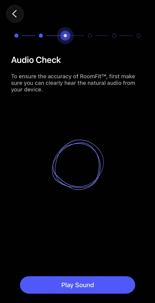 RoomFit audio check screen