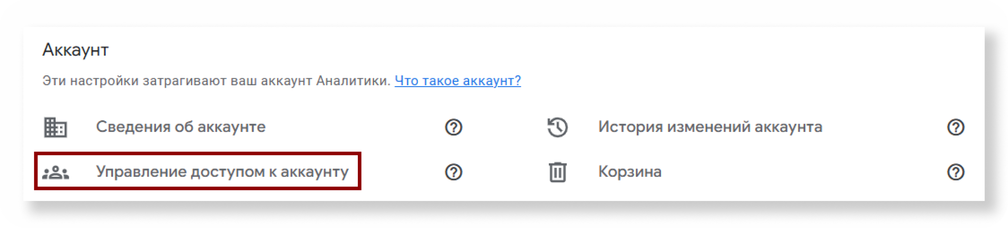Управление доступом к аккаунту GA4