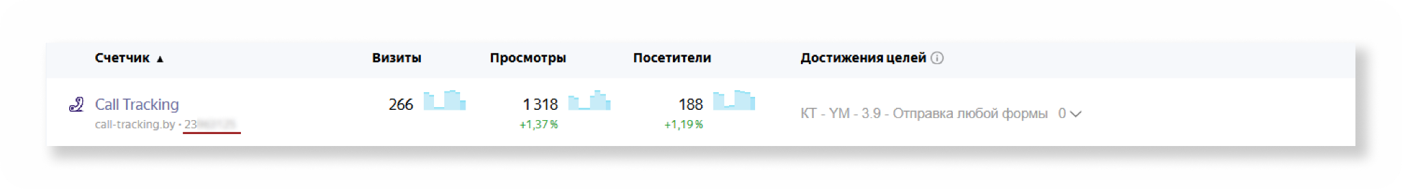Номер счётчика рядом с названием сайта