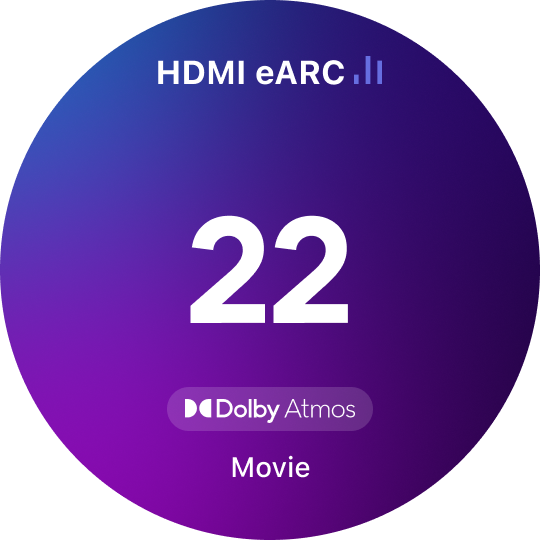 WiiM Bar built-in screen showing Dolby Atmos