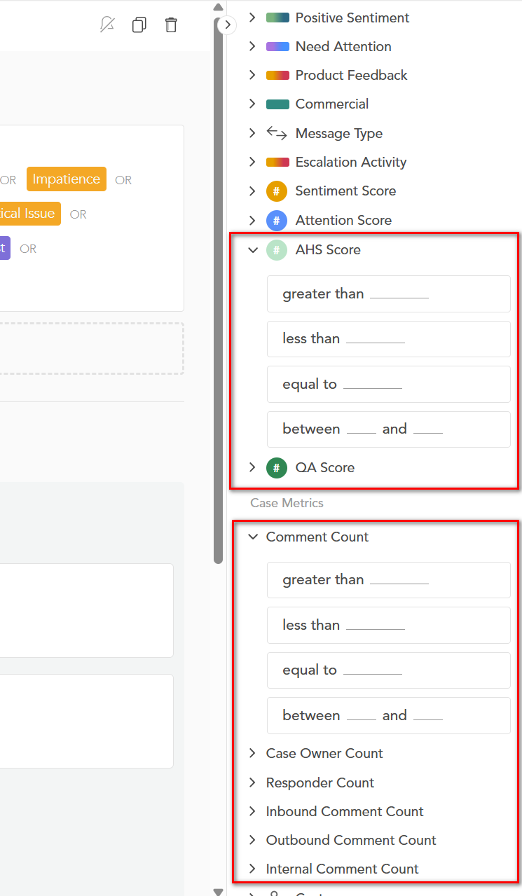 New alert conditions for scores and case metrics