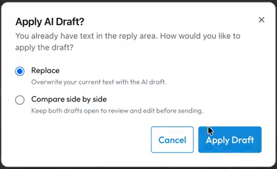 Iframe draft response confirmation safeguard