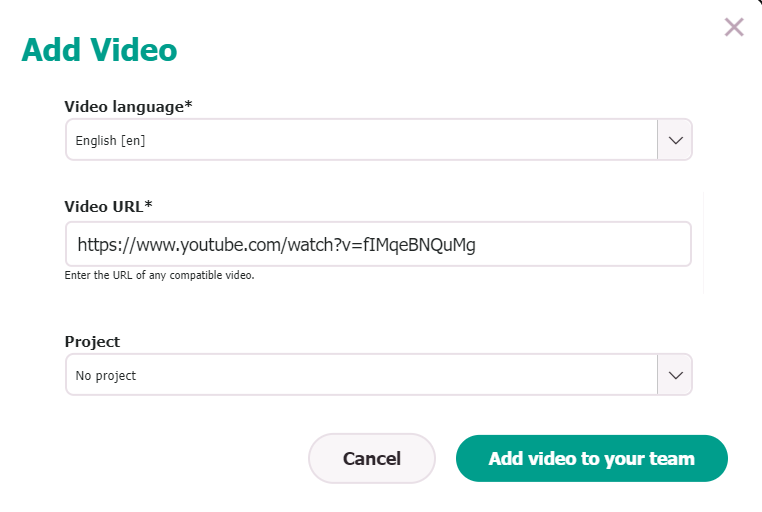 Add Video options when adding a single URL.