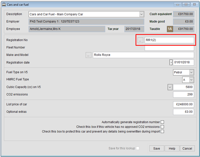 Cherished number plates / Private reg numbers P11D Organiser