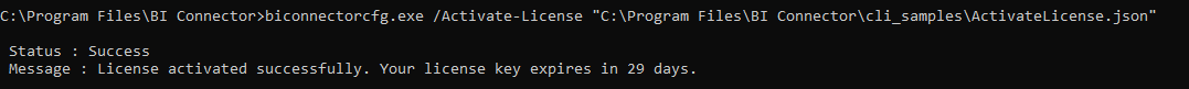 BI Connector License Activation