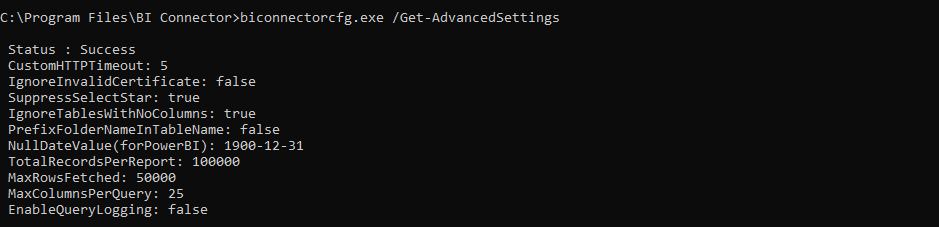 View advanced settings