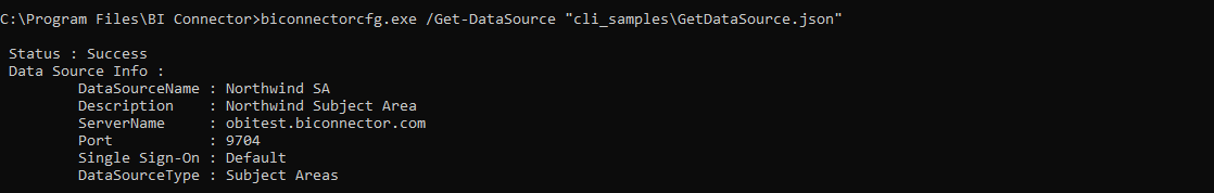 Getting Data Source Info for a Specific Data Source