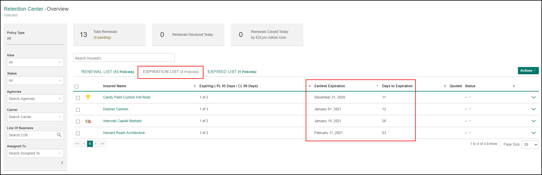 Renewal List EZLynx Renewal List EZLynx