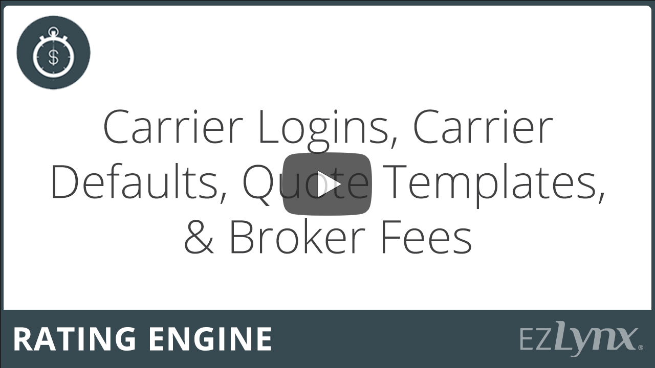 Rating Engine Set Carrier Questions EZLynx
