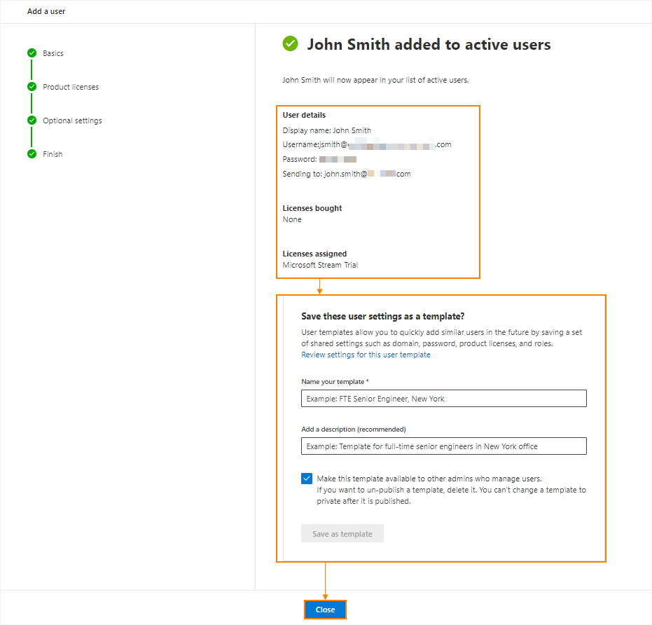 Confirmation message