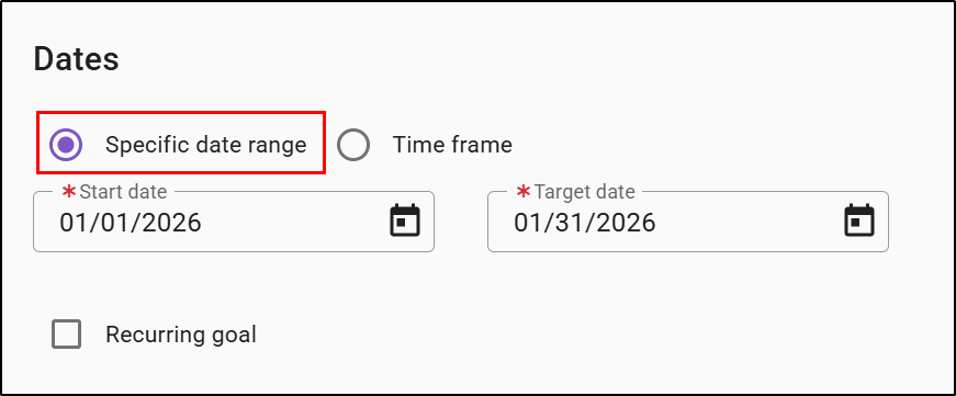 Specific Date Range Example