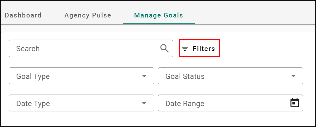 Manage Goals > Search & Filters