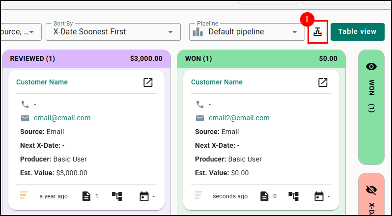 Figure 1 - Pipeline Management at top left above cards