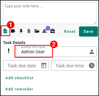 Click on the Add Task icon (paper with checkmark) and use the 'Assign this task' field to choose which agent the task is assigned to.
