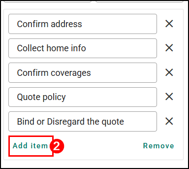 To add more checklist line items, choose the Add item option.