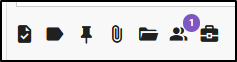 List of the icons on the Add Note pane - Add task, Add labels, Toggle sticky note, Add attachments, Associate to a policy, Followers, and Create opportunity which is only available for our Advanced Package users.